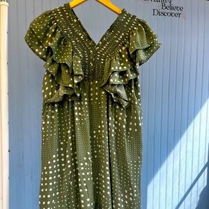 Cottage core V-neck design double-layer flying sleeves sweet long chiffon dress